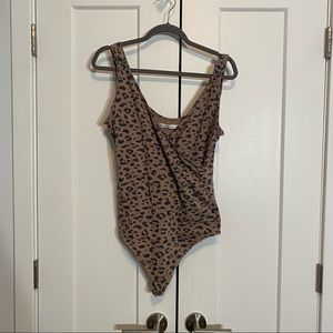 Abercrombie Leopard Print Faux Wrap Bodysuit